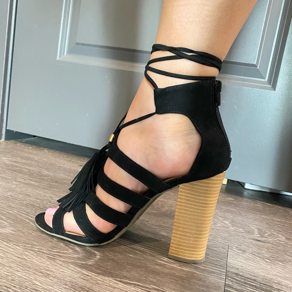 Black Tie Up Heels